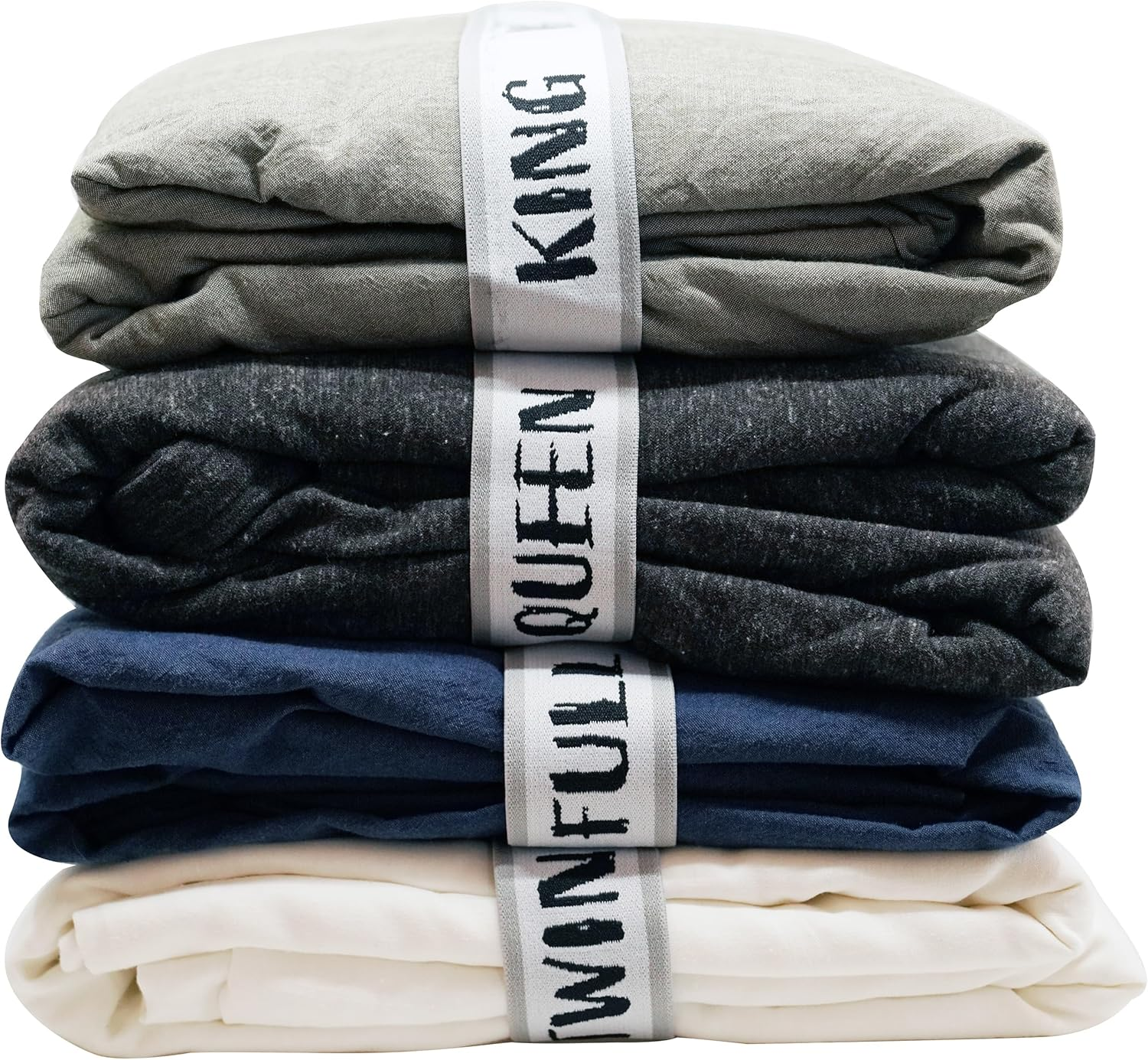 Ecohomes Bed Sheet Organizer and Storage Size Label Bands | Bed Sheets Set Organizers for Linen Closet Organization - Elastic Bedding Band Labels for Organizing Bedsheet (Full 2Pcs Pack | White) image number 2