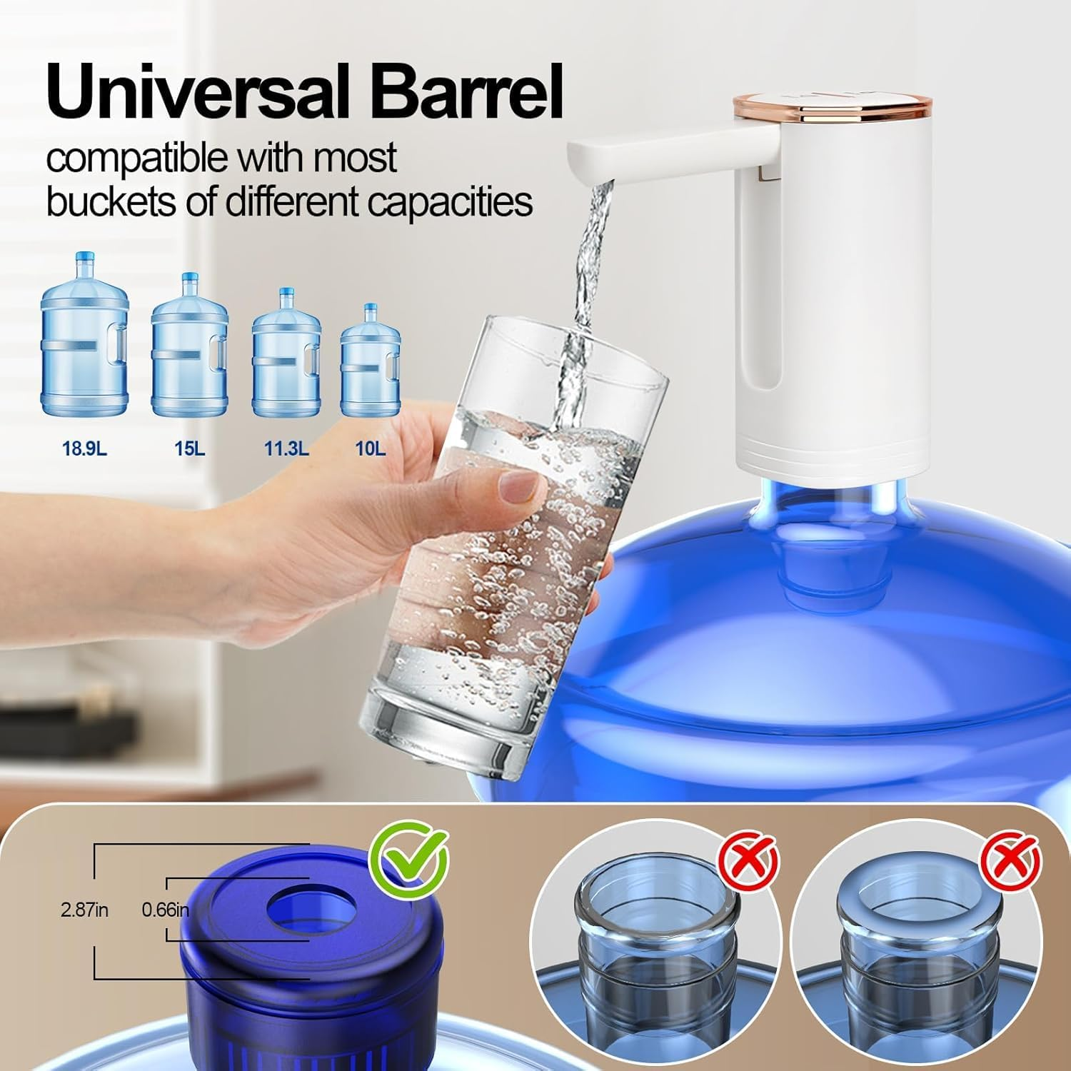 Water Dispenser for 5 Gallon Bottle, Foldable Portable Water Bottle Pump, USB Charging Electric Drinking Water Pump for Camping Essentials, Water Table Pump, Kitchen, Office, Picnic