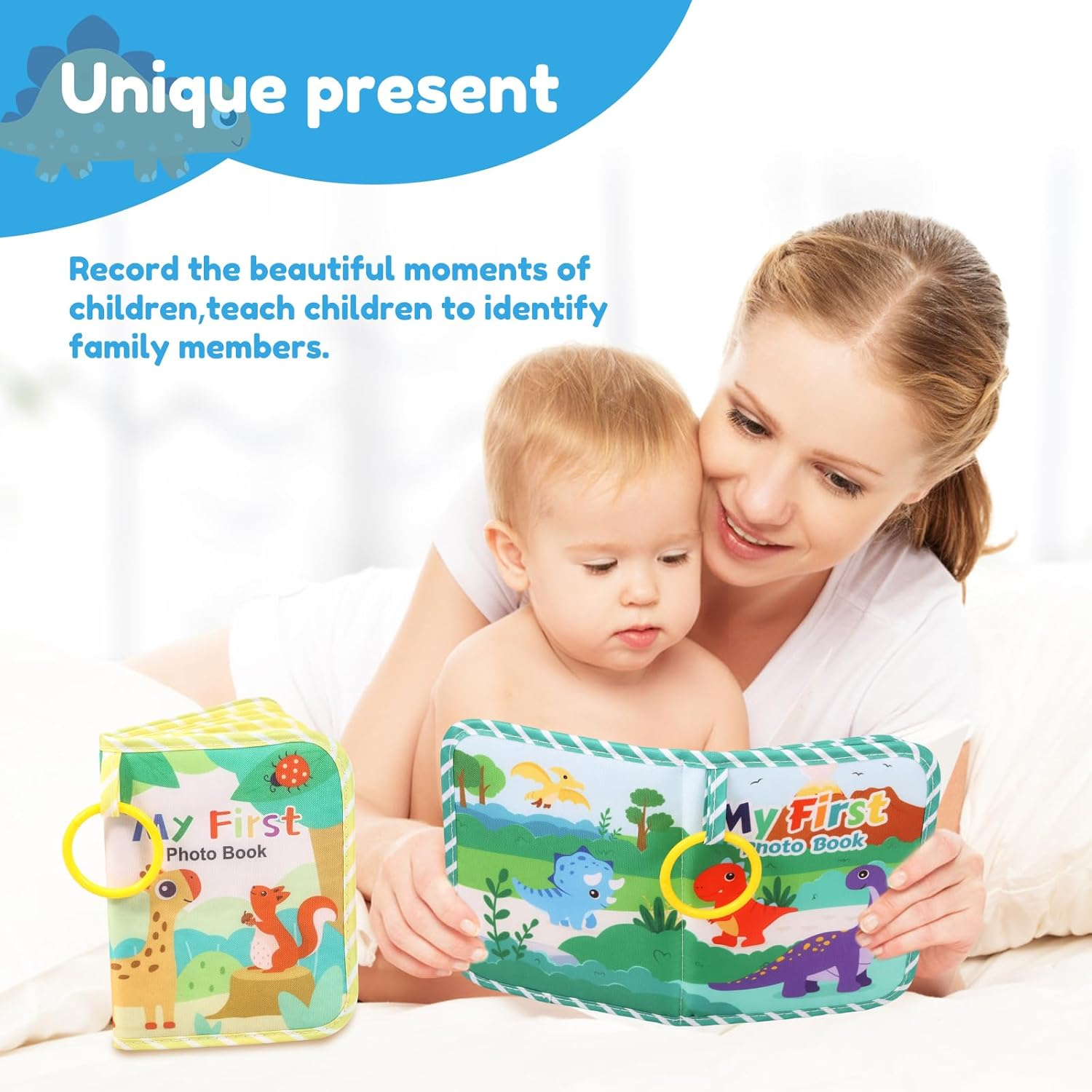 2 Pcs Baby'S My First Family Album,Soft Cloth Baby Photo Album with Safe Mirror,Cute Toddler Family Memory Book, Present Holds 17 6.3''X4.5'' Pictures for Kids Newborn Toddlers image number 5