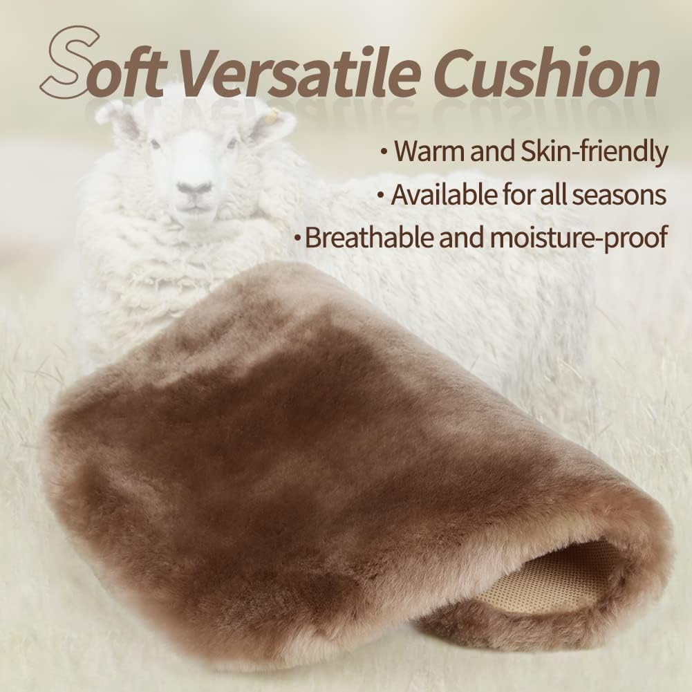 LLB Genuine Sheepskin Car Seat Cushion Seat Covers for Cars Trucks SUV Comfort Seat Protector Pad for Car Driver Seat Car Accessories for Women Office Chair Car Decor (Grey, Front Seat Cushion-1 Pc) image number 7