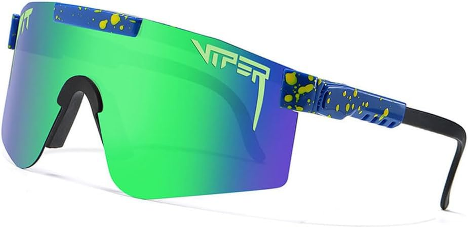 Polarized Sports Sunglasses Blue Lens Wide Fit Windproof Sports Eyewear Unisex Sports UV400 Goggles Outdoor Eyewear Ideal for Driving, Running Climbing Fishing and Golf