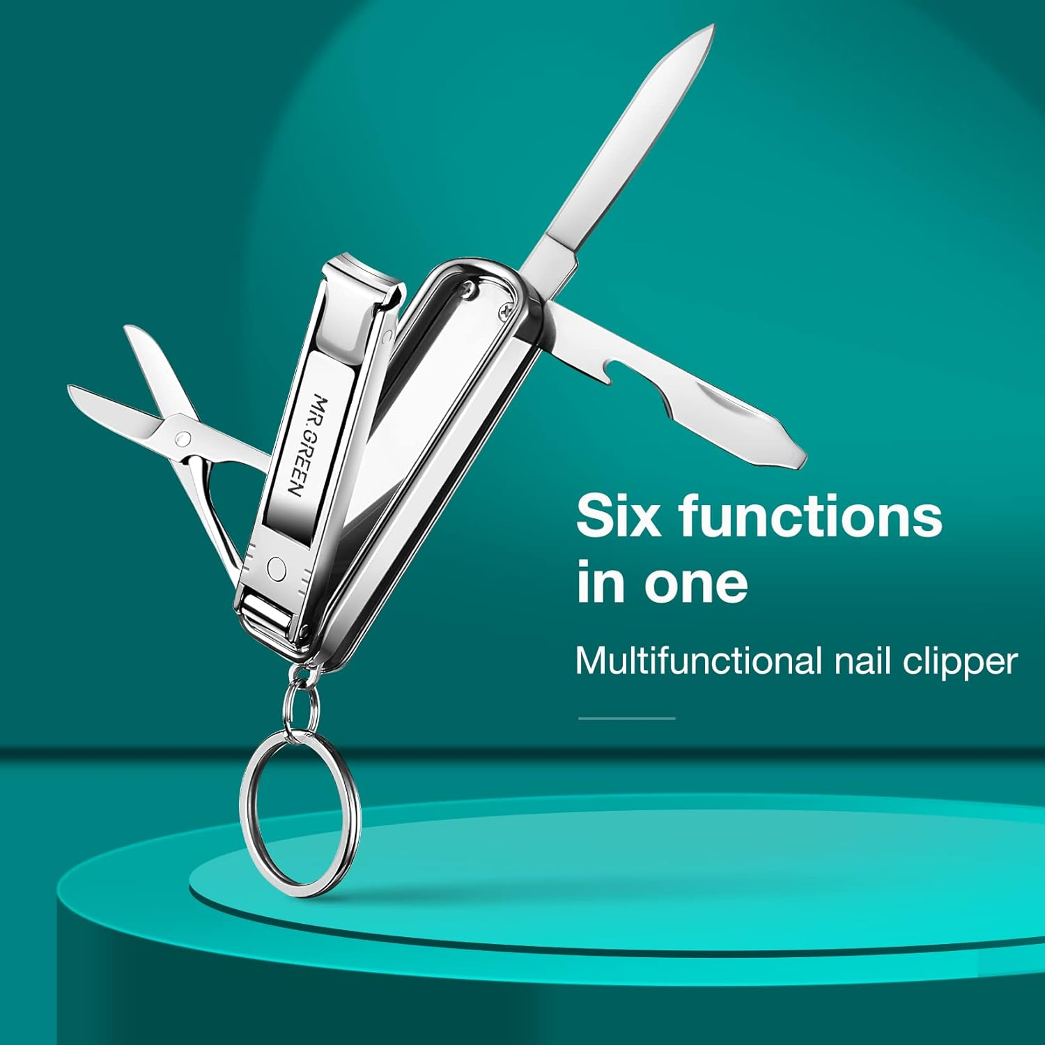 MR.GREEN - Multifunctional Stainless Steel Nail Clipper with Six Functions, Nail File, Small Knife, Scissors image number 1