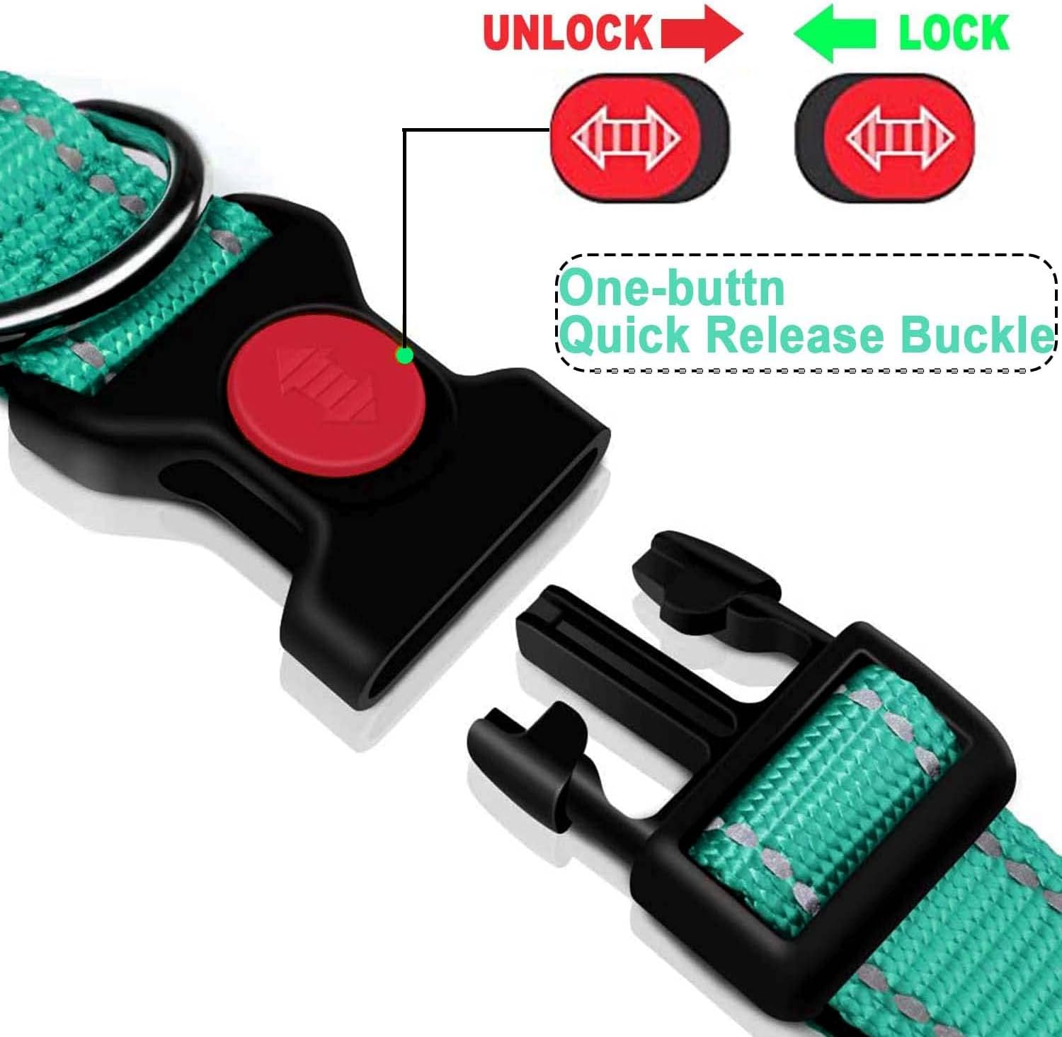 Dog Collar, Reflective Adjustable Basic Dog Collar with Soft Neoprene Padding, Durable Nylon Pet Collars for Puppy Medium Dogs image number 4