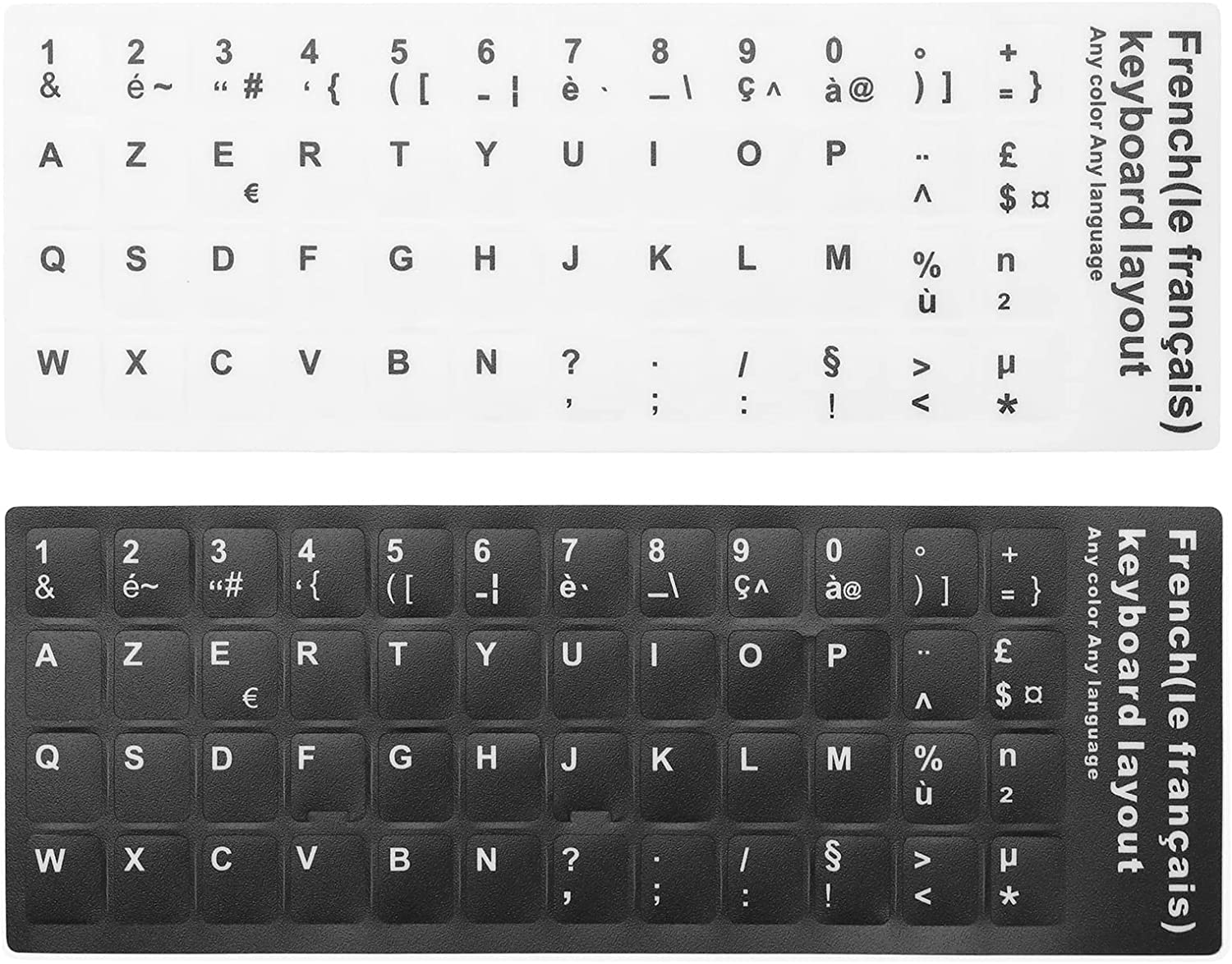 2PCS French Keyboard Stickers Self-Adhesive PVC Non Transparent Replacement Keyboard Decals for Laptop Desktop Computer Keyboards Accessories 13X11Mm image number 4