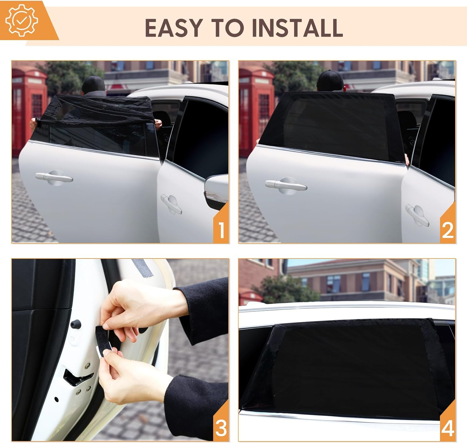 GWHOLE Car Rear Window Shades Mesh 2 Pack, Mesh Sun Shade with Anti-Mosquito & UV Protection, Breathable for Family Travel Road Trips Camping, Universal Fit Most Cars Suvs Trucks Vans image number 1