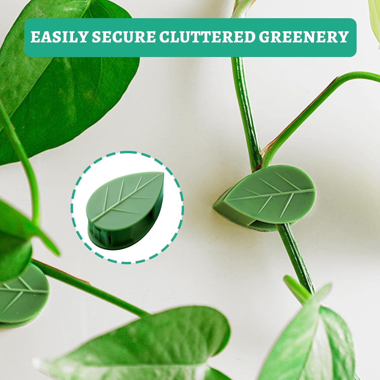 Plant Clips for Climbing Plants, 80 Pcs Plant Support Clips, Invisible Vines Plant Clip for Indoor Outdoor Green Leaf Simulation, Wall Planter Clips for Vines Grow Upright and Home Decoration image number 3
