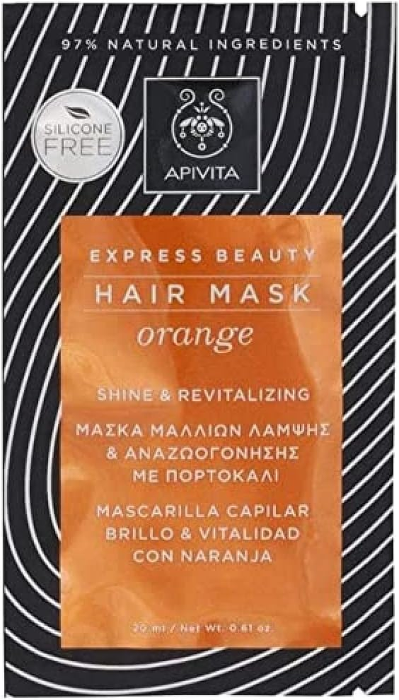 Apivita Express Beauty Shine and Revitalising Hair Mask with Orange - 20Ml/0.68Oz
