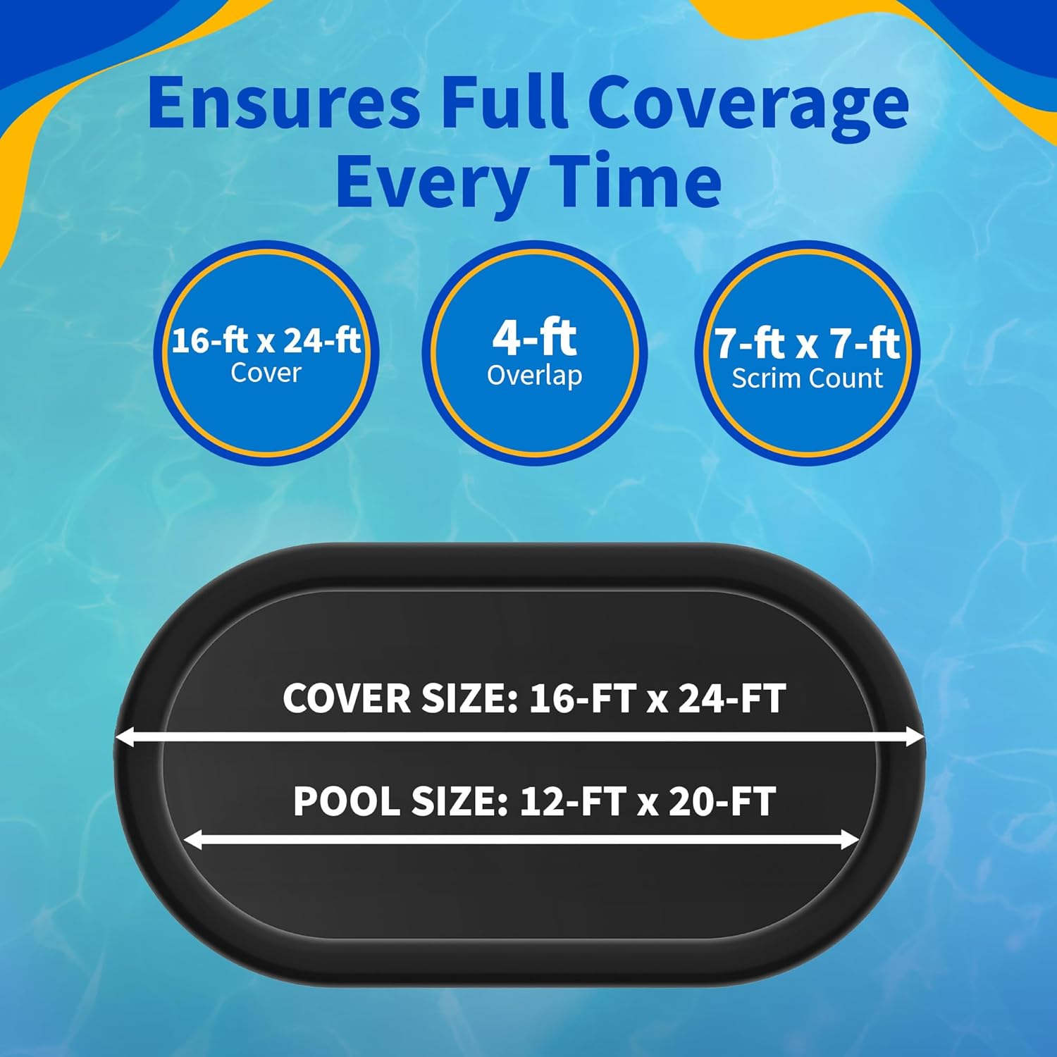 Blue Wave Bronze 8-Year 12 Ft X 20 Ft Oval above Ground Pool Cover for Winter&ndash; Durable & Weather-Resistant Polyethylene &ndash; 4 Ft Overlap, Black Underside, Reinforced Grommets, Winch, Cable &ndash; Navy Blue image number 6