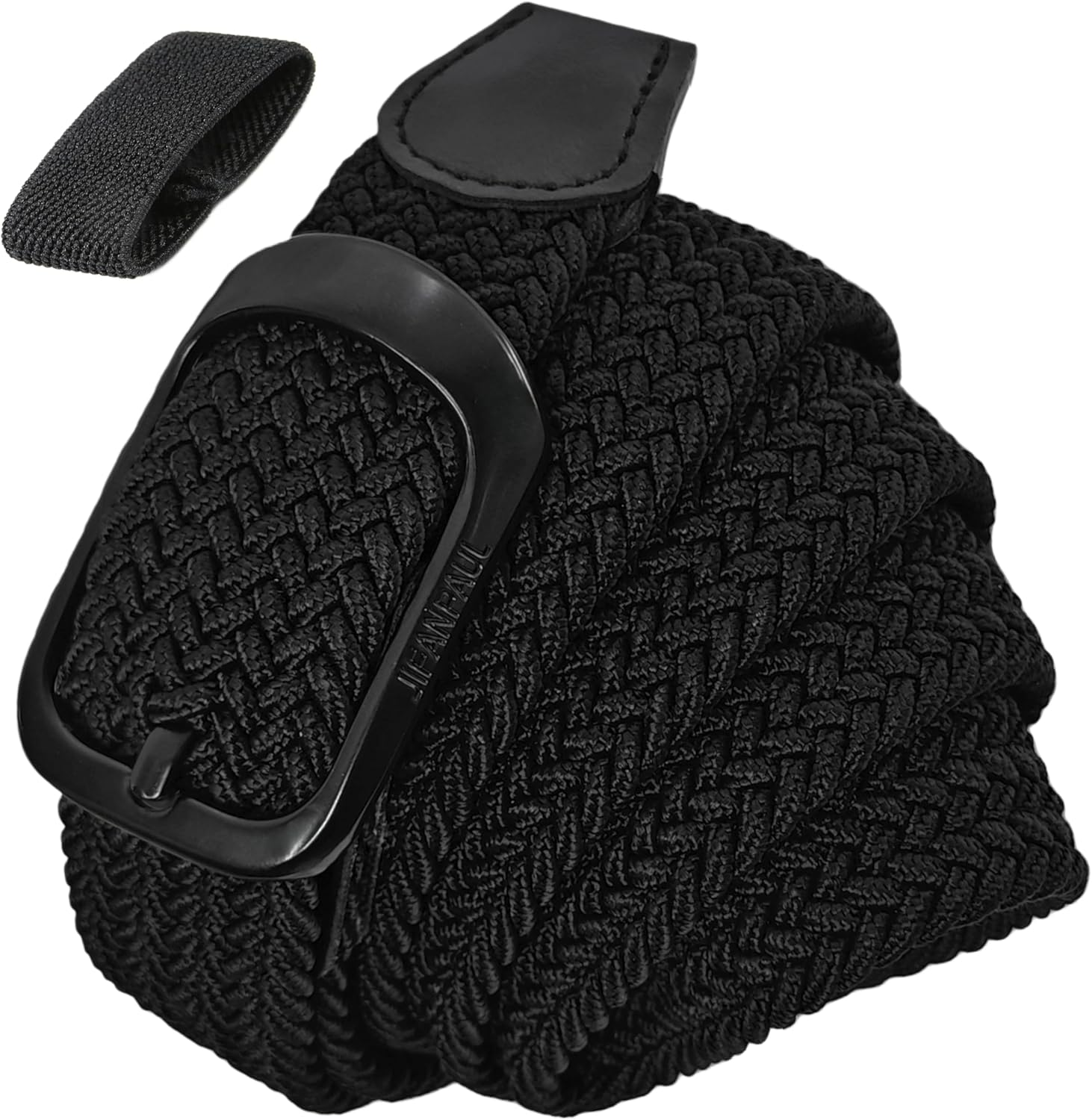 JIFANPAUL Men'S Mesh Belt, Large Size, Braided, No Holes, Elastic Belt, Stretchable, Golf, Casual, Business, Gentleman, Student Clothing, One Size Fits Most, Stretch, Blackd-Black Buckle, M [全長：約125Cm image number 2