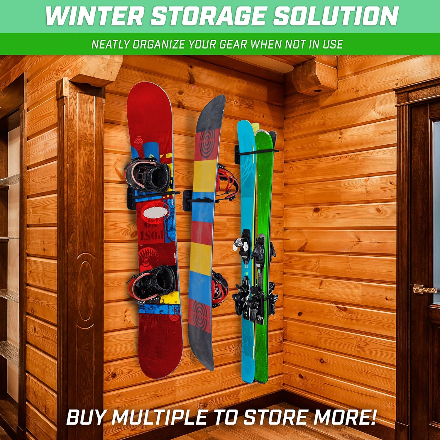 Gosports Wall Mounted Ski and Snowboard Storage Rack - 2 or 8 Ski Sizes image number 3