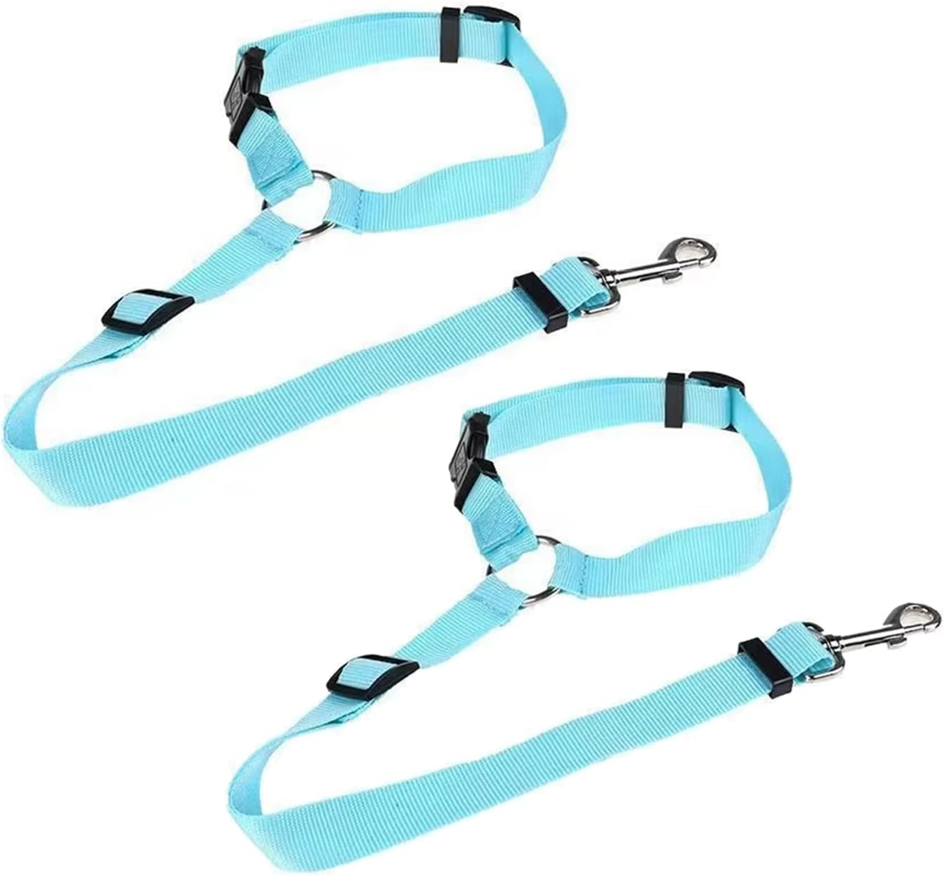 2 Packs Dog Cat Safety Seat Belt Strap Car Headrest Restraint Adjustable Nylon Fabric Dog Restraints Vehicle Seatbelts Harness (Blue)