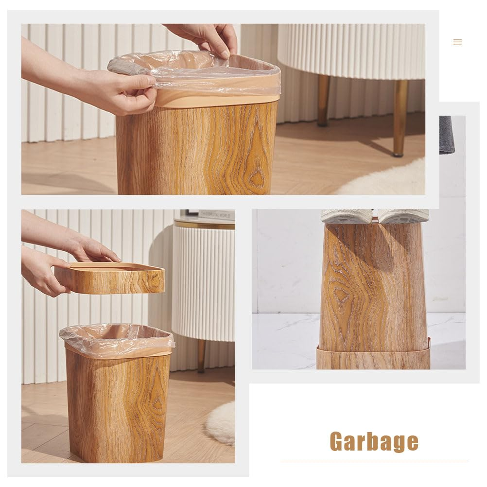 Alipis Square Trash Can Trash Waste Container Wood Trash Bin Bedroom Trash Kitchen Waste Basket Trash Basket Room Trash Can Waste Paper Basket Wooden Office Plastic Compost Bin Bamboo image number 1