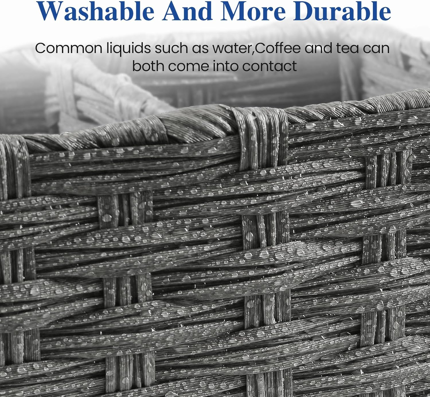 Wicker Basket for Toilet Paper Storage, 2-Piece Bathroom Organizer Set for Shelves, Pantry & Home Decor, Space-Saving Rectangular,15.5&times;6.3&times;4.3 Inch (Gray) - Gray image number 2