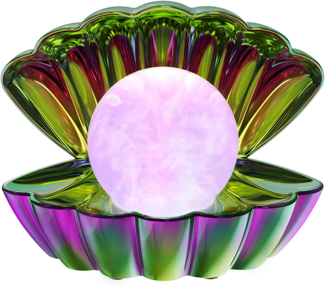 LKUA Shell Pearl Beach Themed Night Light, RGB 8 Colors Changing Mood Shell Pearl Lamps, Bedside LED Clamshell Portable Night Lights for Bar (Pink)