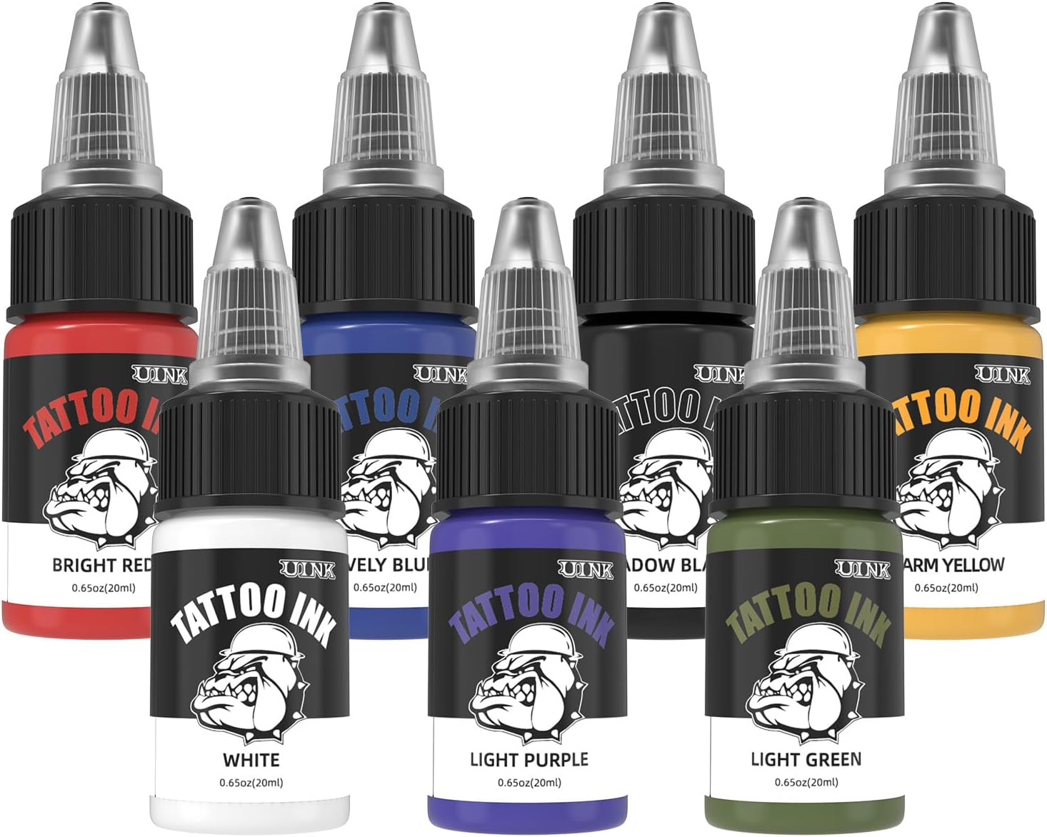 Professional Tattoo Ink Set, 7 Colours X 20Ml, High-Dose Pigments