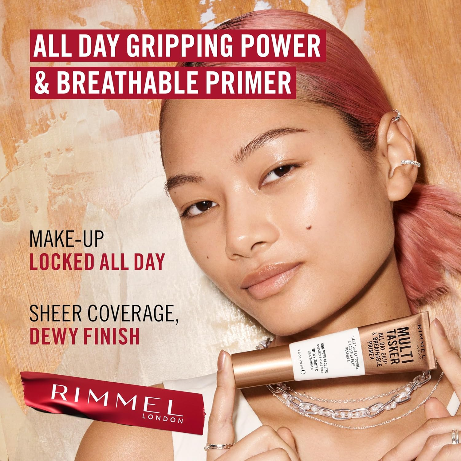 Rimmel Multi-Tasker All Day Grip & Breathable, Clear, Primer, Lightweight, Breathable, Gel Texture, Preps Skin, Vegan Formula, 24Ml image number 1