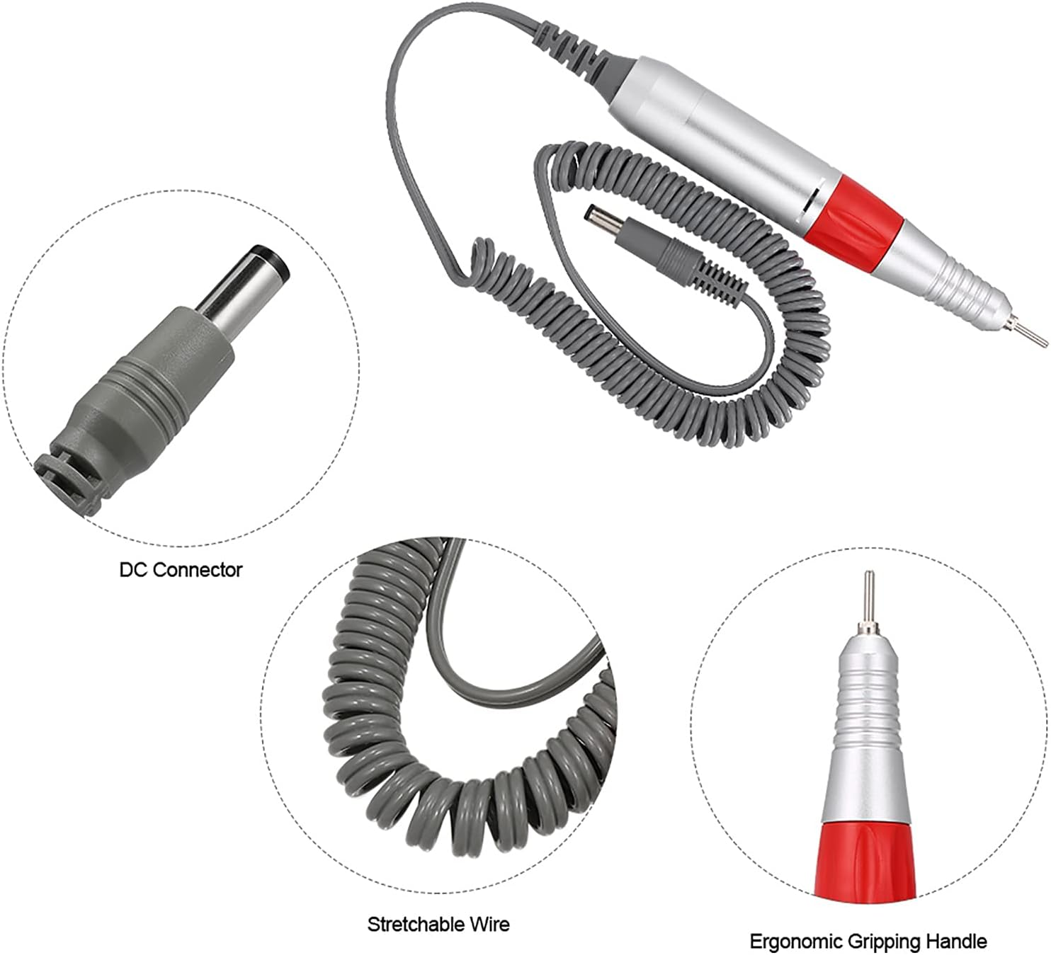 Mingzhe Bestau 30000RPM Electric Nail Drill Pen Nail Drill Handle Handpiece for Manicure Pedicure Machine Accessory Tool - White image number 5