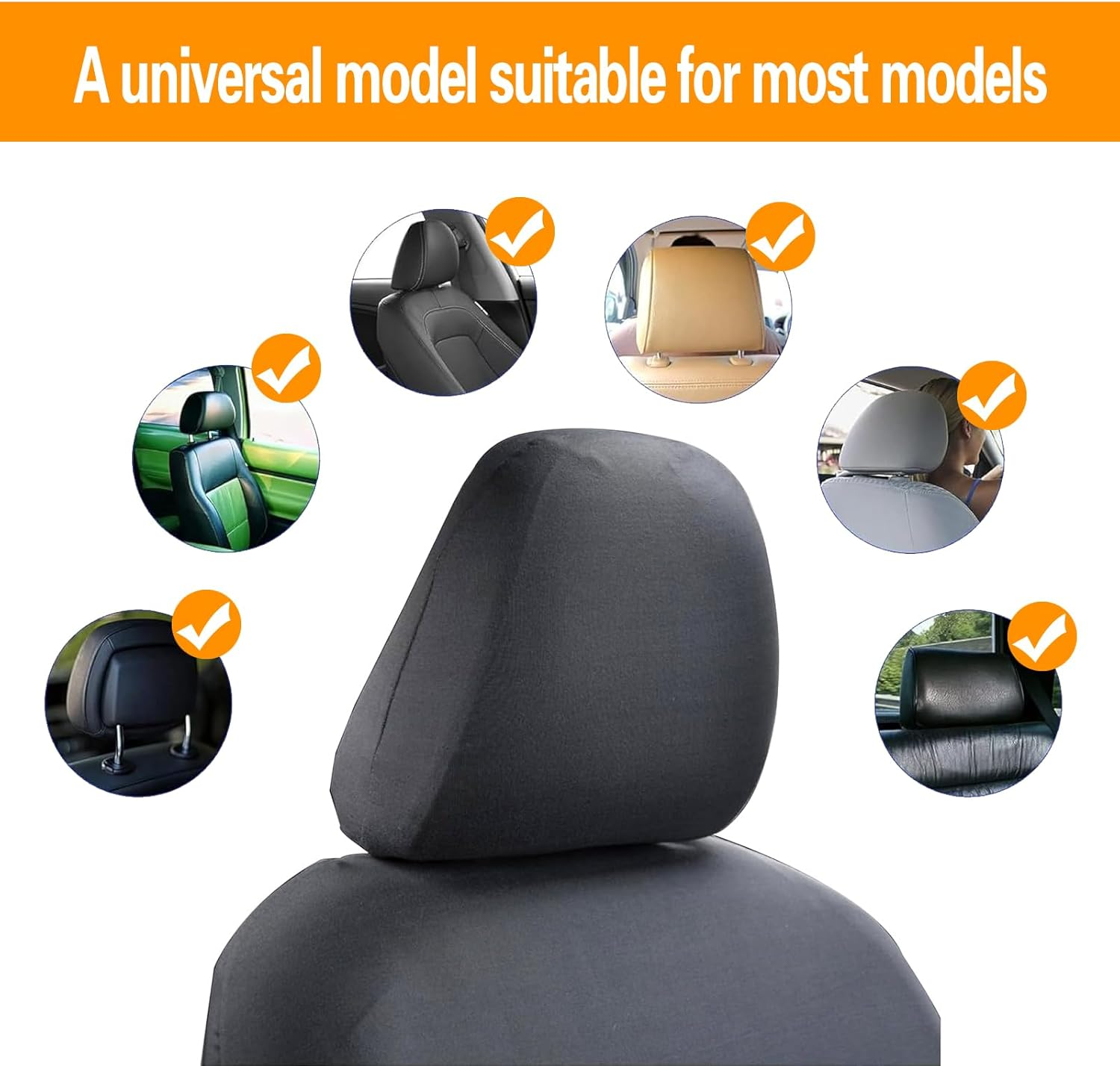 Yumfugu Pack-2 Car Seat Headrest Covers, Soft Dust-Proof Protector Covers, Seat Headrest Cover Replacement, Universal Headrest Anti-Dirty Covers, for Most Cars, Trucks, Suvs (Gray), YUMZYT1701GY-2PCS - Black Thick Model image number 5