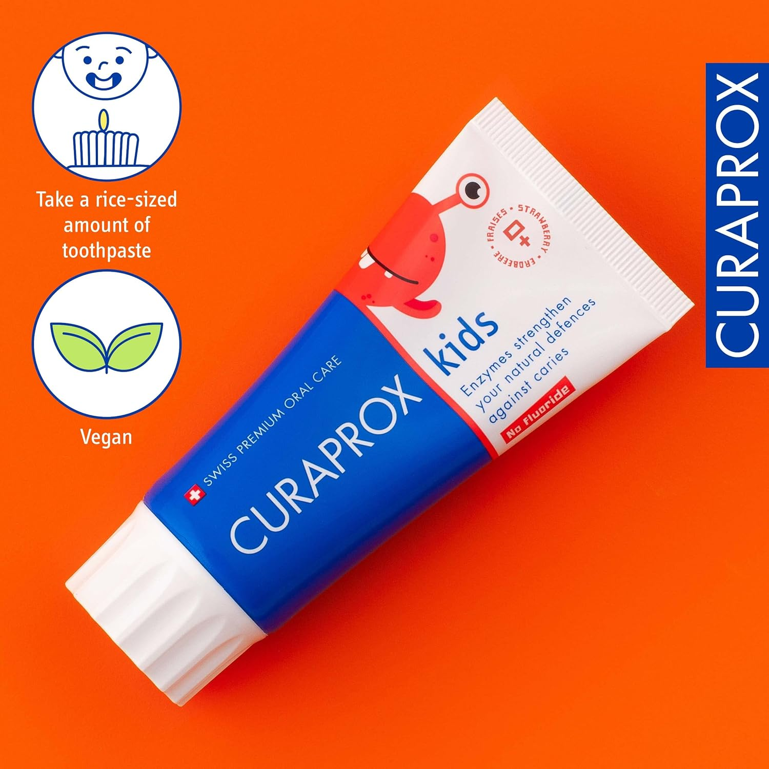 Curaprox Kids Toothpaste, Strawberry Flavor, 0 Ppm, 60Ml image number 2