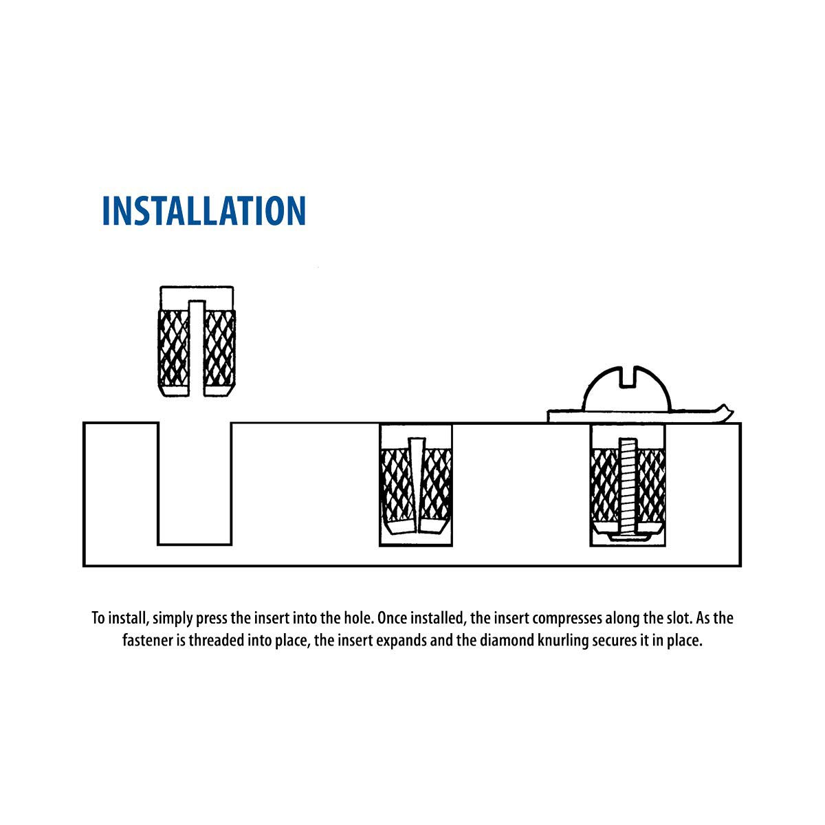E-Z LOK Threaded Insert for Plastic Flush Brass Thread Inserts M3-0.5 Pack of 50
