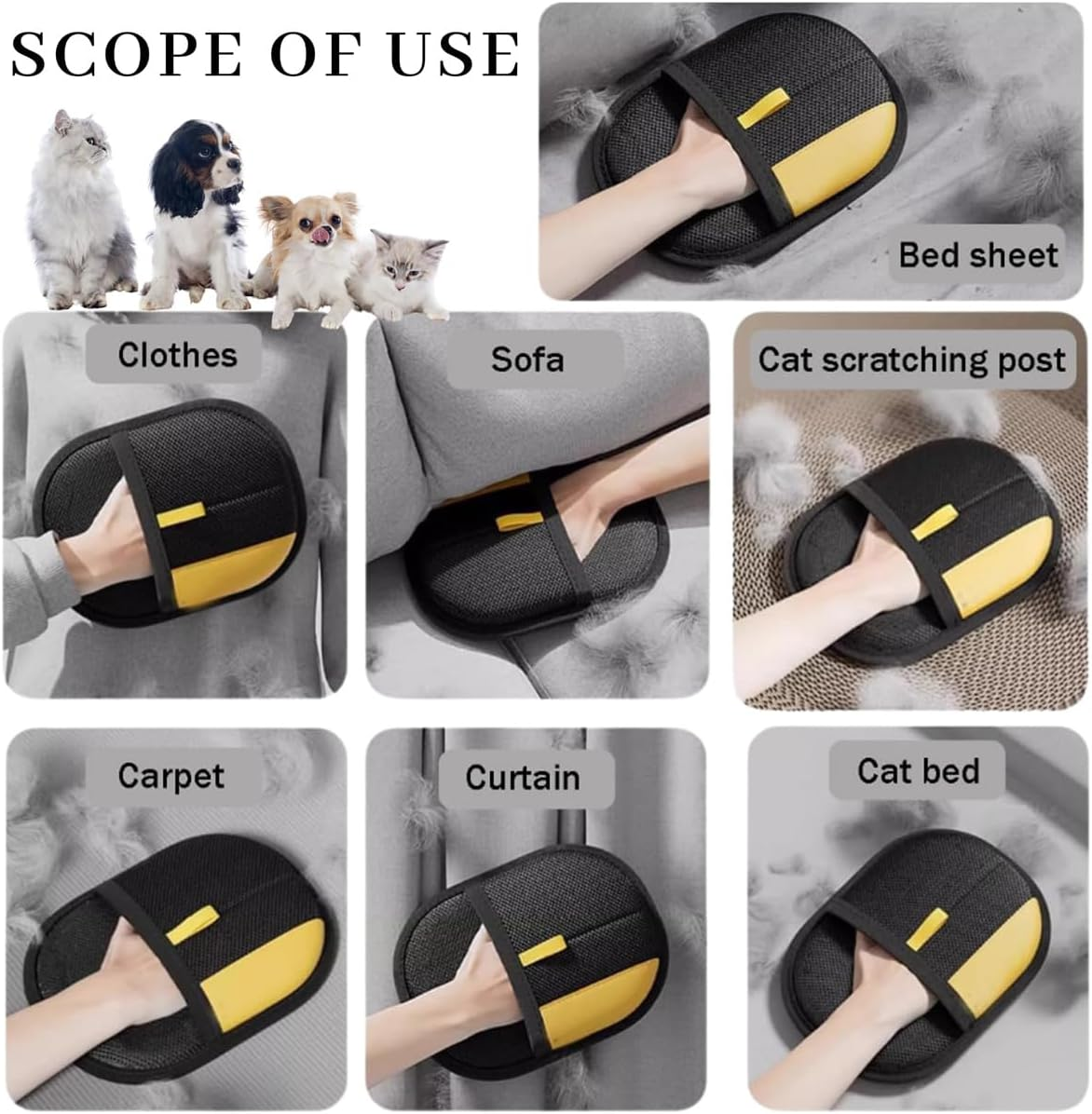 Magic Brush Pet Hair, Reusable Electrostatic Pet Hair Remover Glove,The Magic Brush Pet Hair Remover, Anti-Static, Suitable for Dogs & Cats, Sofas, Car Seat (2 Pcs)