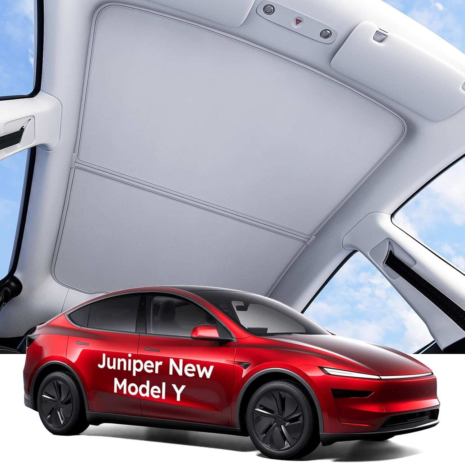 2025 Tesla New Model Y Juniper Accessories Sunshade Roof [Never Sag, Nano Ice-Crystal Coatings] 3-Gen Heat Insulation Glass Roof Sun Shade, Accessories for Tesla Juniper Model Y, Gray image number 1