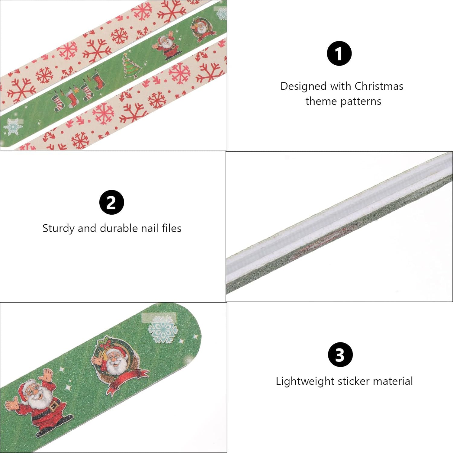 Angoily 36 Pcs Christmas Nail Files, Assorted Color Board, Manicure Pedicure Grit Tools for Diy Nail Art and Salon 7. 08 Inch image number 1