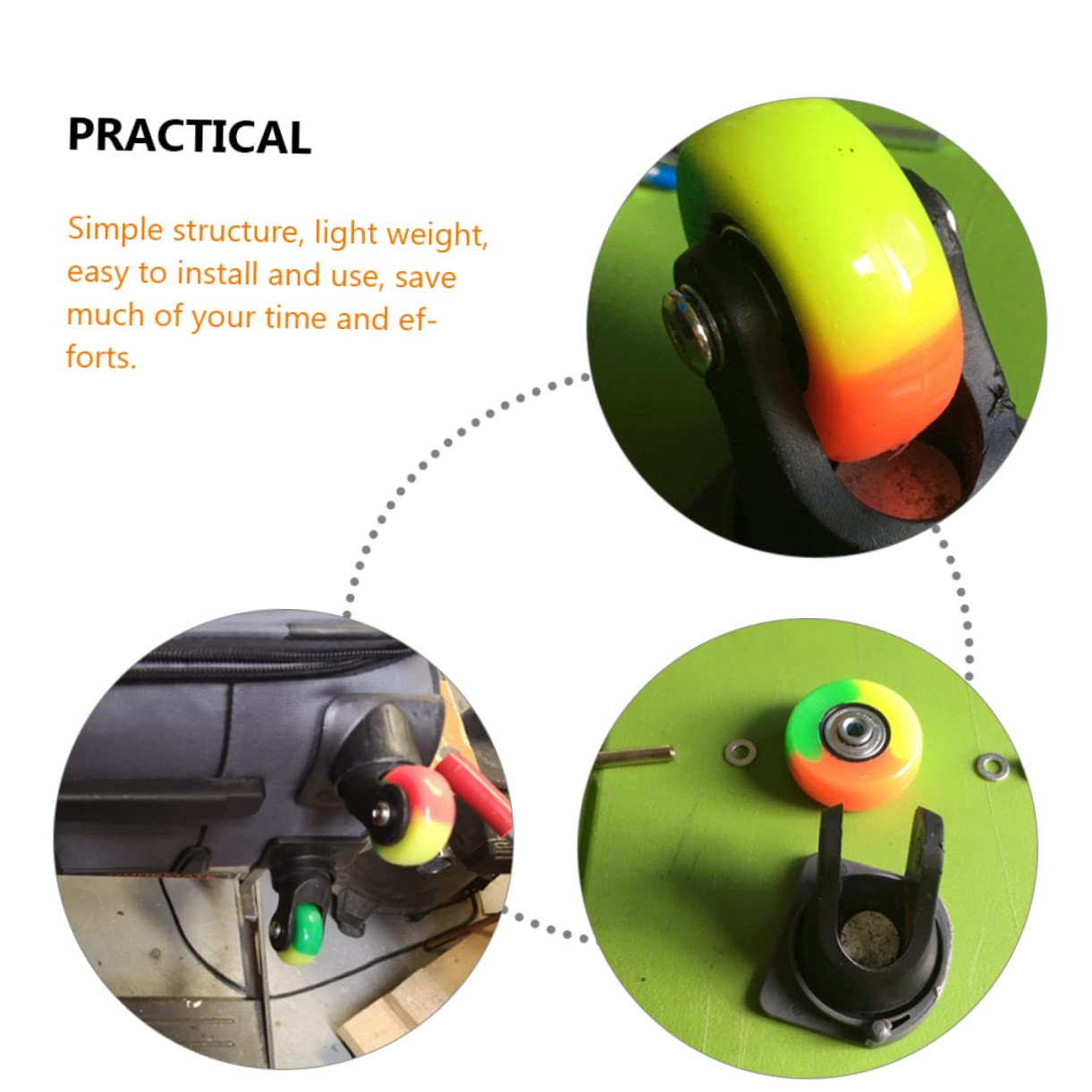 SHERCHPRY 4Sets Replacement Wheels for Suitcase Swivel Caster Wheels in Rubber Material Suitable for Luggage Repair and Use image number 2