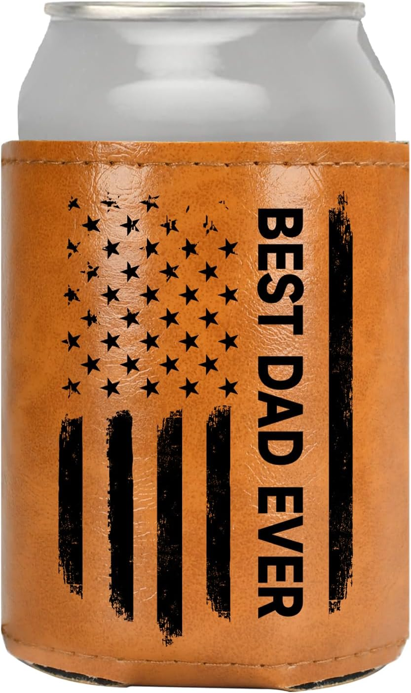 White Elephant Gifts for Adults Leather Can Cooler for Men Christmas Stocking Stuffers Gifts for Dad from Daughter Son Fathers Day Birthday Gag Ldeas Funny Retirement Gift