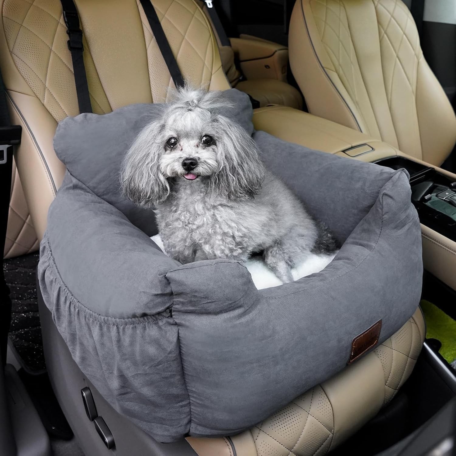 Small Dog Car Seat, Small Dog Car Seat, Washable and Stain-Resistant Dog Car Seat for Small Dogs, Safety Seat, High-Quality Fabric with Storage Bag, Grey image number 1