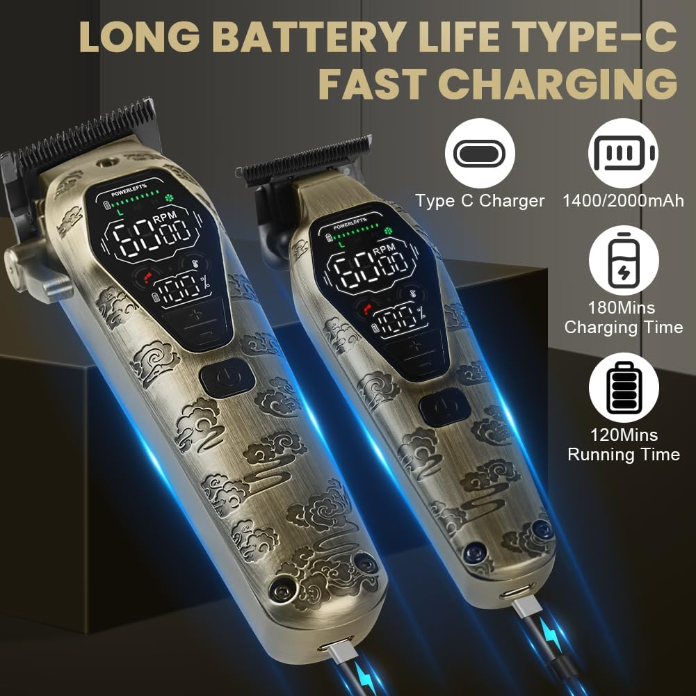 Alaoo Hair Trimmer for Men + Hair Trimmer Kit, USB Rechargeable Hair Cutting Set with LCD, Care Set, Waterproof, Rechargeable, Ideal Gift for Men image number 1