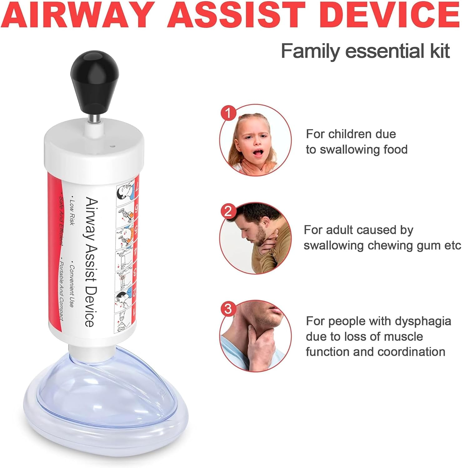 Emesak Effective Assist Device Works for Removing Foreign Material, Emergency Airway Clear Device, Easy to Carry, Safe & Effective to Remove Blocked Objects, Can Be Reused First Aid Home Kit image number 6