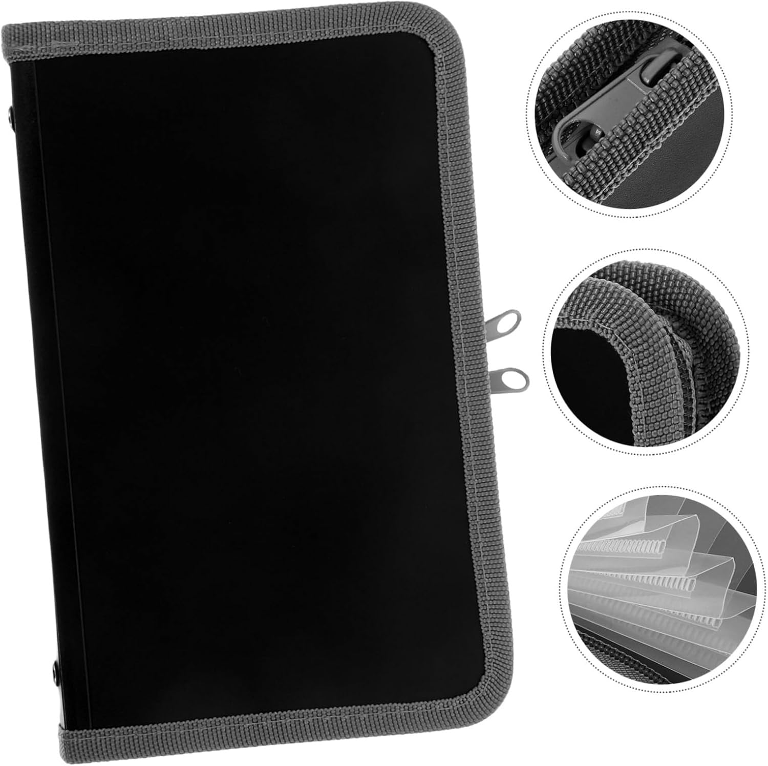 JEWEDECO Mini Accordion File Organizer A6 Zipper Expanding Receipt Holder Portable Travel Document Organizer Small Bills Folder PVC Inner Pages and Grey Edging image number 6