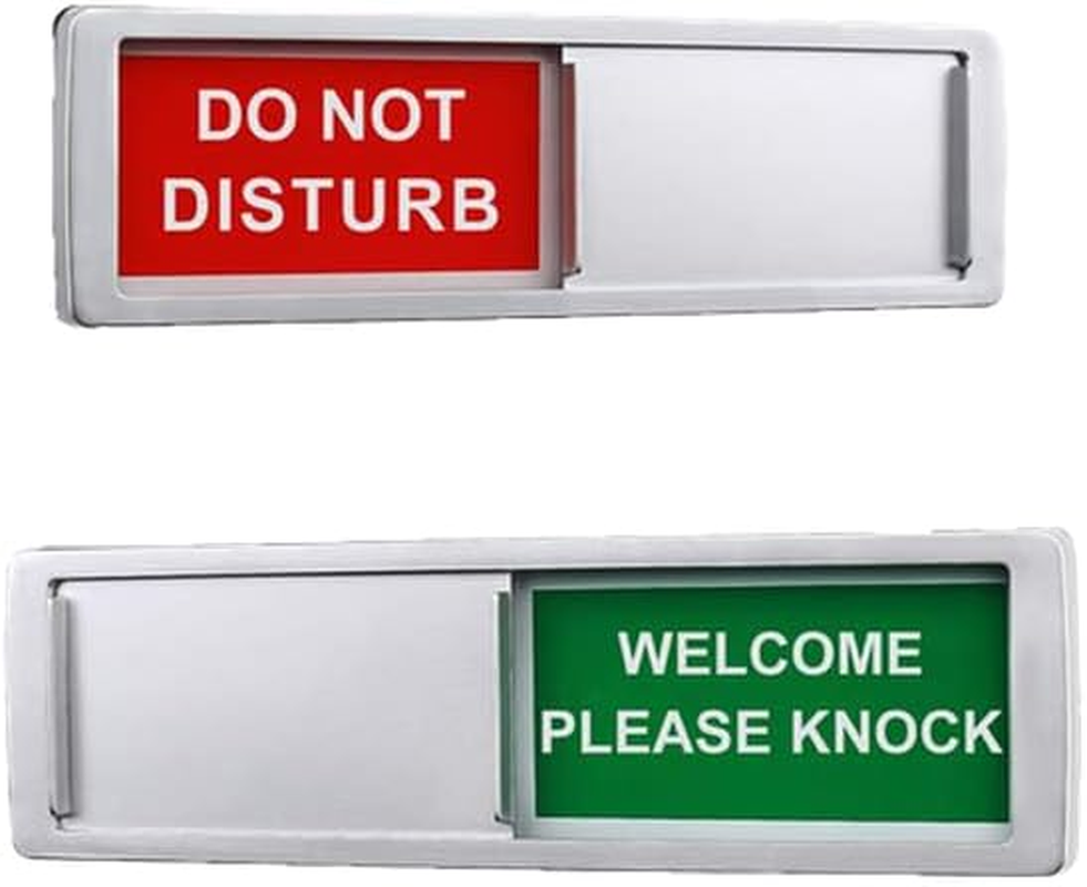 Magnetic Do Not Disturb Sign,Please Knock for Home Office Restroom Conference Hospital, Non-Scratch Magnetic Slider Door Indicator Signs, 7'' X 2'' - Silver image number 5