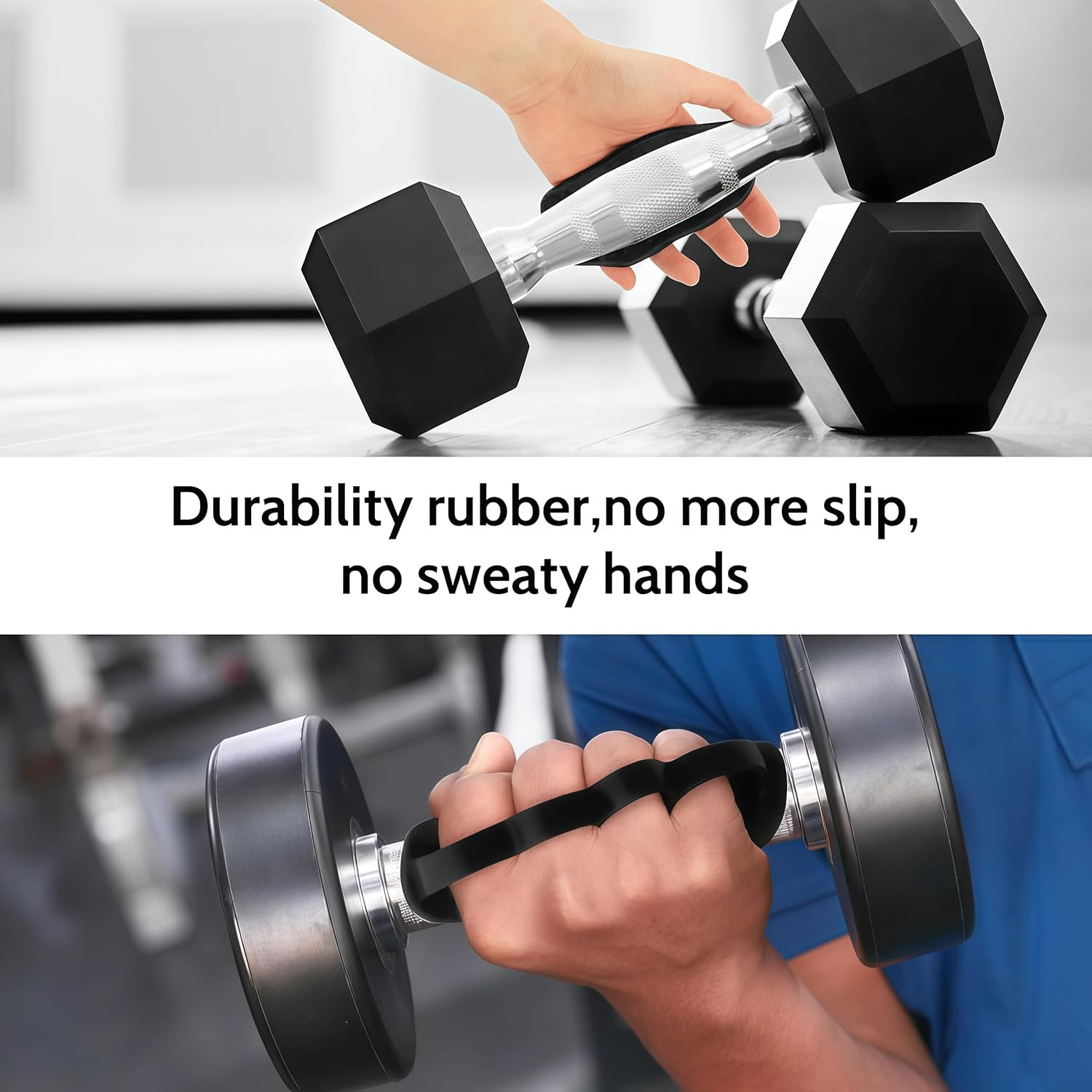 Anti-Slip Workout Grips: New Rubber Gym Grips Deadlifts Palm Protection Gloves for Weight Lifting, Dumbbell, Deadlift, Bar Pad Pull up Grippers, Gym Training and Exercise for Men Women - Red Pair image number 5