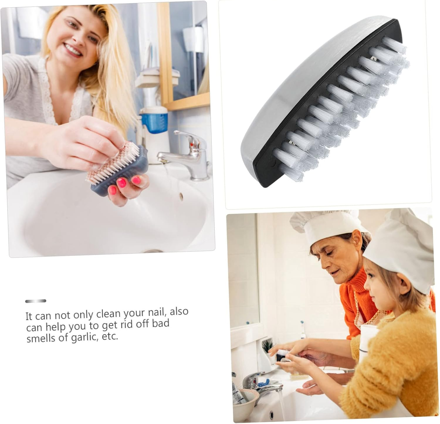 DINHEAROM Stainless Steel Nail Brush for Manicure Kitchen Cleaning Versatile Nylon Bristles for Mechanics Gardeners Home Use Easy Storage Comfortable Grip image number 4