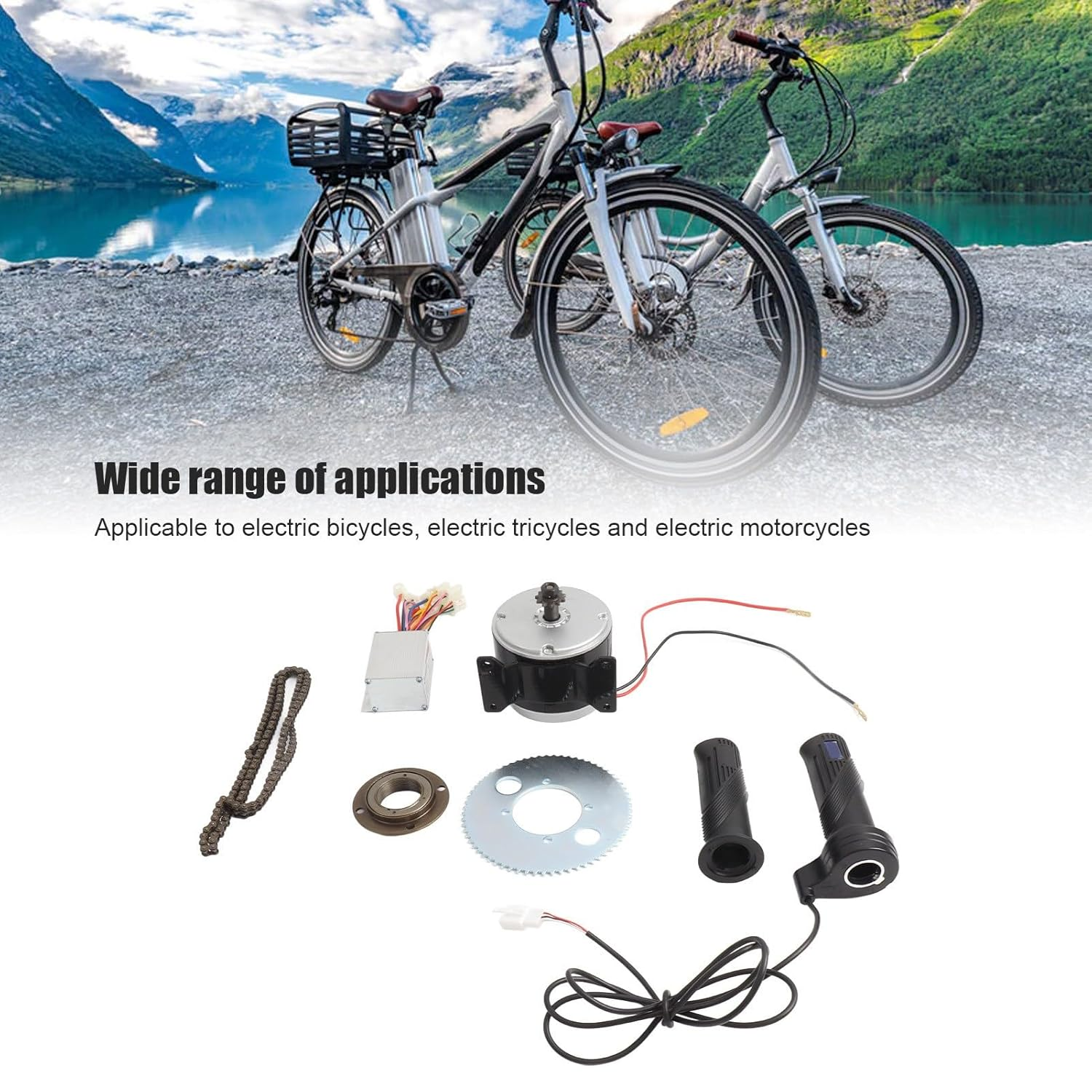 Aluminium Alloy Electric Bike Motor Controller Set, High Speed Brushed Motor Conversion Kit for 24V 250W Electric, Tricycles, and Motorcycles