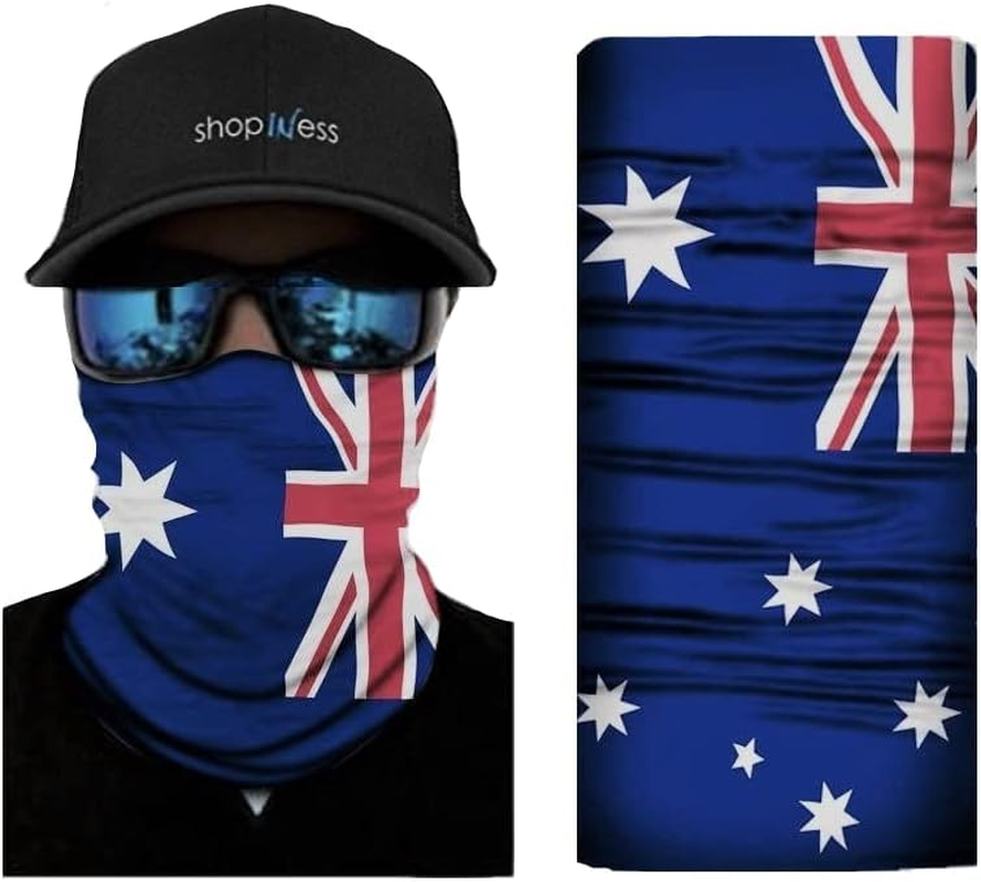 Shopiness Unisex Tube Scarf Adult Multifunctional Headband Bandana Neck Gaiter for Motorbike Sport Events and Parties Outdoor Activities Football World Cup Australia