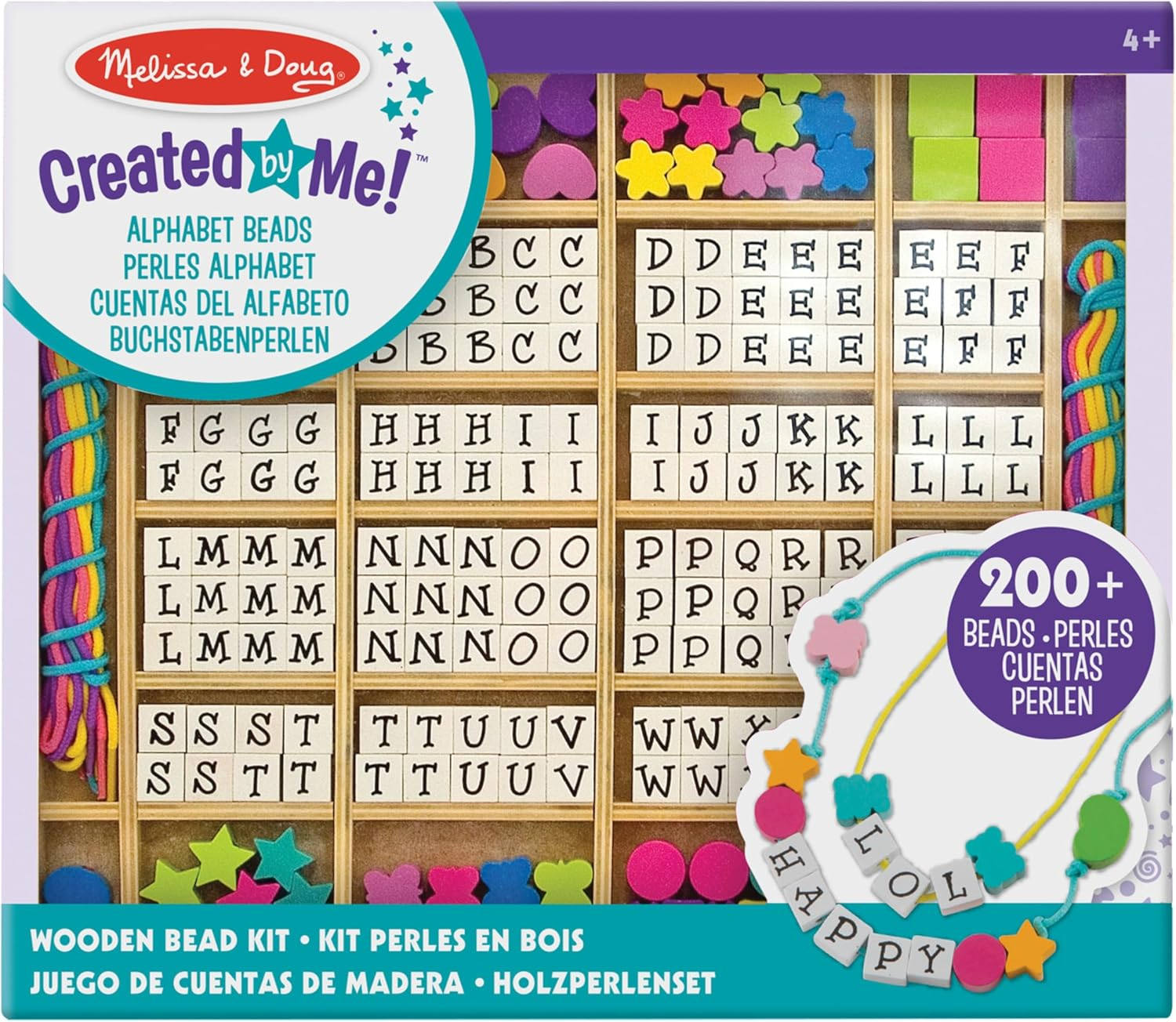 Melissa & Doug Wooden Stringing Beads | Arts & Crafts | DIY | 4+ | Gift for Boy or Girl