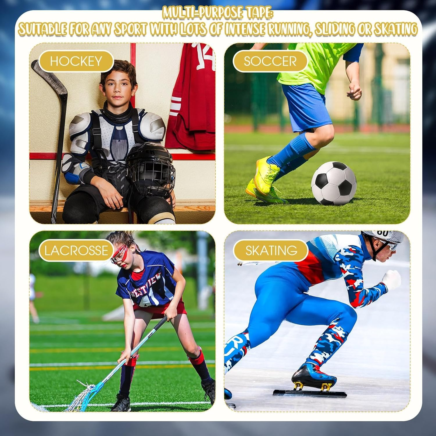 Meooeck 20 Roll Hockey Tape Multipurpose Tape Roll Strong Adhesive Hockey Stick Tape Shin Pad Sock Tape Hokey Sports Gifts for Gear Accessories Equipment, Easy to Apply Stretch and Tear