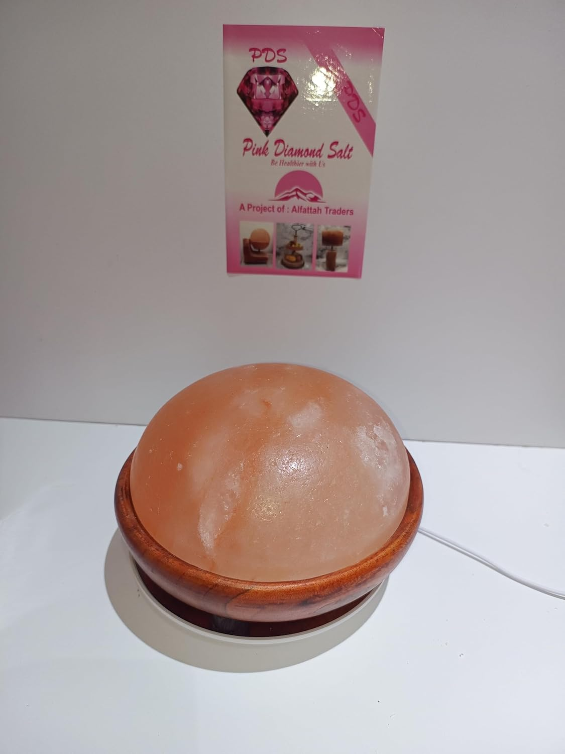 Pink Diamond Himalayan Salt Foot Massager Lamp | Natural Light Heated Stone Therapy for Relaxation, Detox & Pain Relief | Soothing Light & Wooden Base Design image number 2