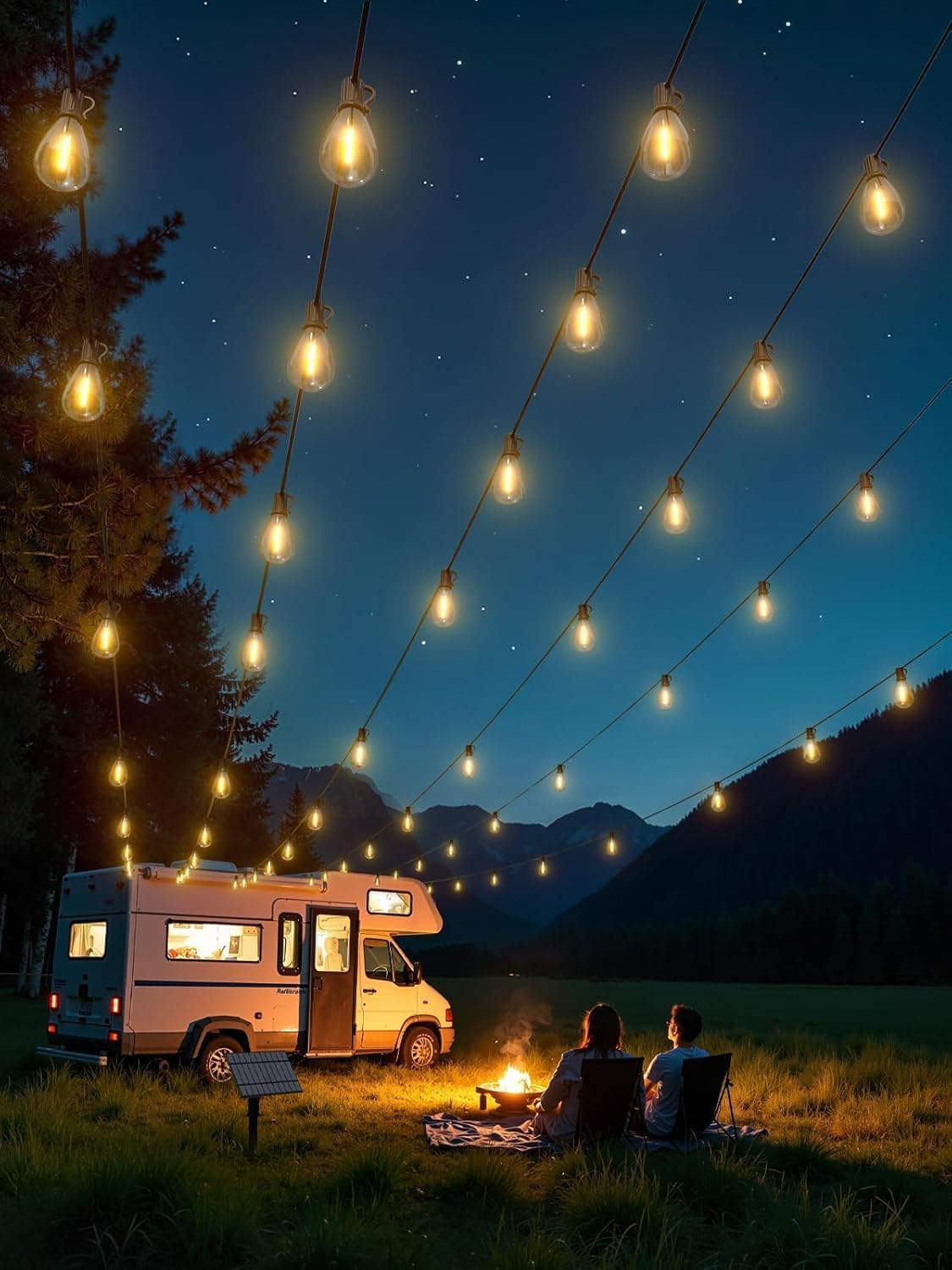 Solar String Lights, 30M Outdoor Waterproof with 50+1 LED Bulbs Long Last for 20+Hrs, Commercial Grade Shatterproof USB Patio Solar Powered Lights for Camping, Backyard, Garden, Porch Decor (30M) image number 5