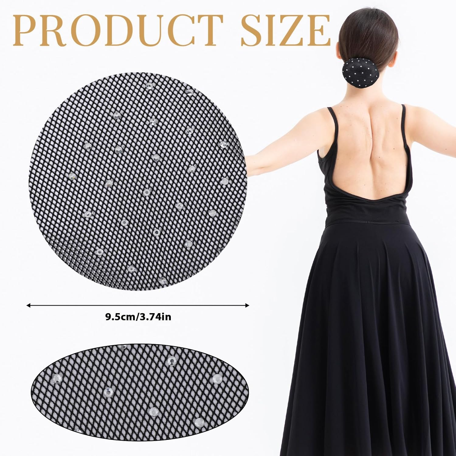 Set of 4 Hair Net, Horse Riding, Tournament Bun Net Set, Bun Elastic Hair Net, Hair Net, Beads, Glitter, Beautiful Knot Net, Bun Hairstyle Aid for Ballet Dance, Nurse and Hair Fixing image number 6
