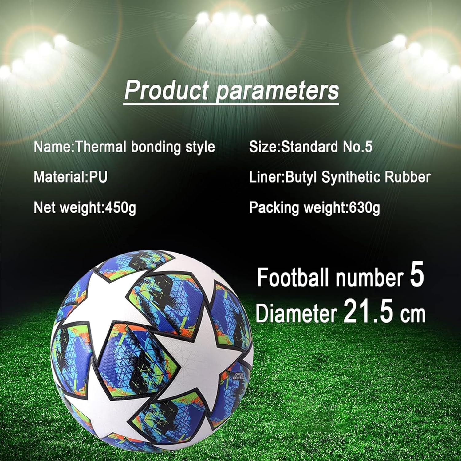 RNNTK 2021 Champions League Football Fans Memorabilia Soccer Regular No. 5 Ball Birthday Present, Size 5 image number 1
