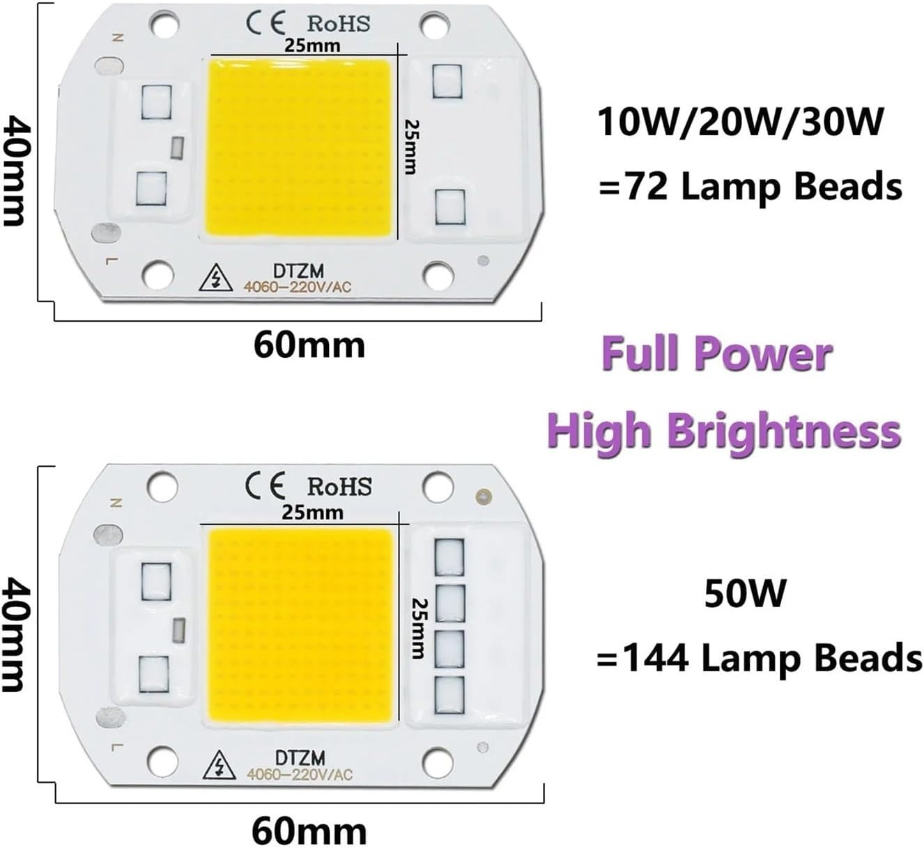 5Pcs a Lot 50W AC220V LED COB Chip Engine Smart IC Chips for DIY LED Floodlight Spotlight Lamp(Warm White 3000K) image number 2