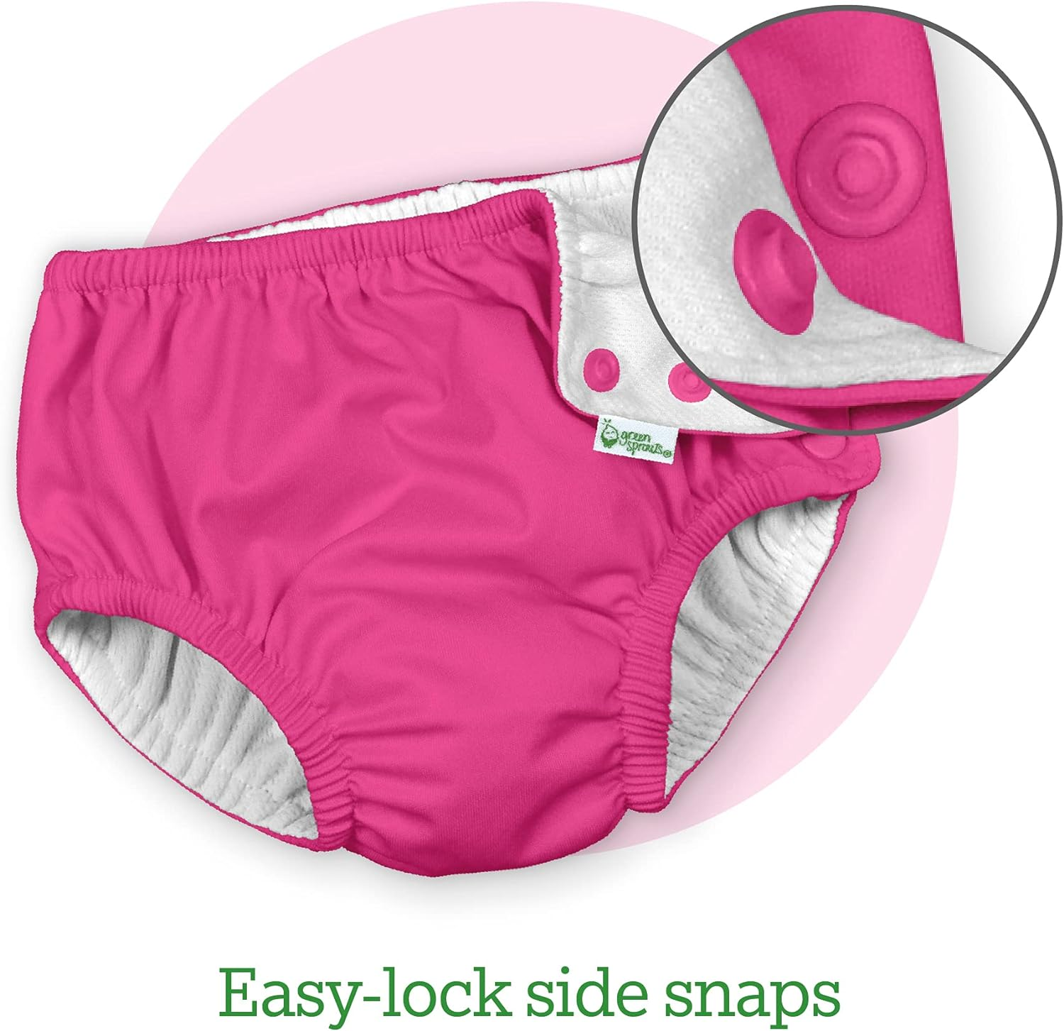 Green Sprouts I Play. Snap Reusable Swimsuit Diaper, 24 Months Hot Pink image number 5