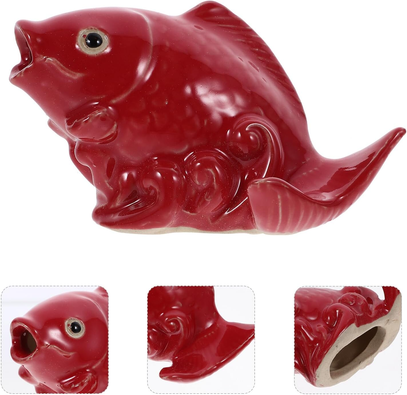 Yardenfun Ceramic Carp Fountain Spray Nozzle Garden Water Sprinkler Indoor Outdoor Decor for Backyard Fish Ponds and Landscaping image number 5