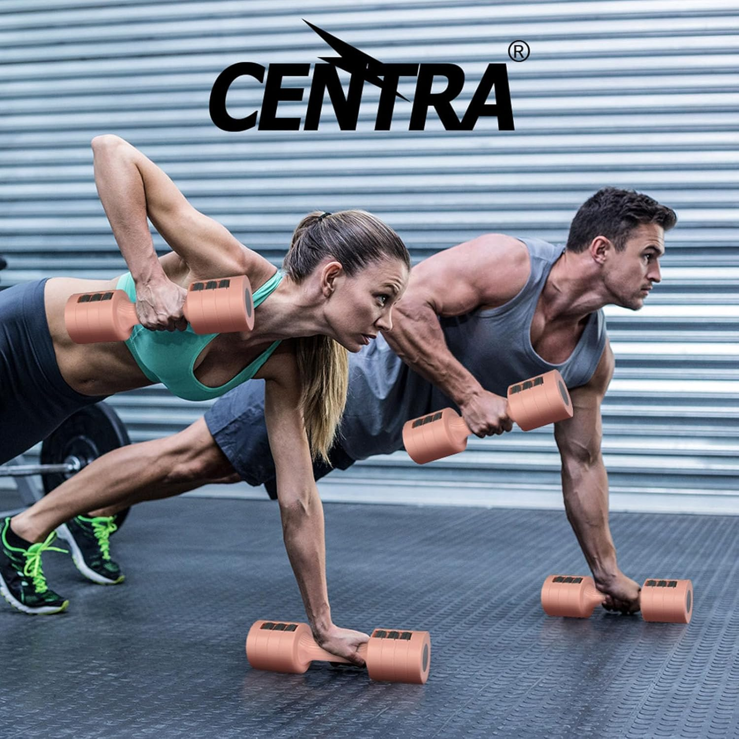 Centra Adjustable Dumbbells Set of 2, 2-10KG Hand Weights Set for Women/Men with Anti-Slip Handle for Full-Body Exercise Workout, Fast Adjustable Dumbbell Weights Pair for Home Gym Strength Training - Black image number 2