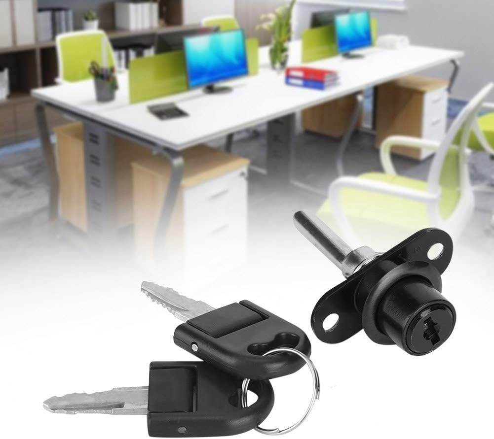 Furniture Drawer Wardrobe File Cabinet Lock Set Office Security (16Mm Black Single Lock Head) image number 2