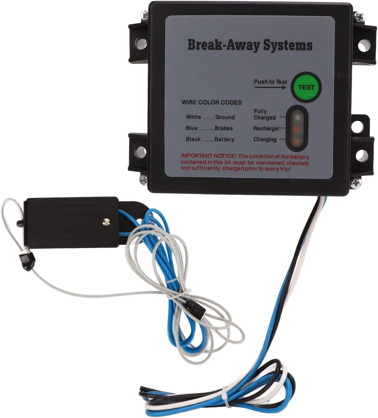 12V LED Test Break Away System Premium Trailer Brakes Breakaway Kit for RV Owners image number 5